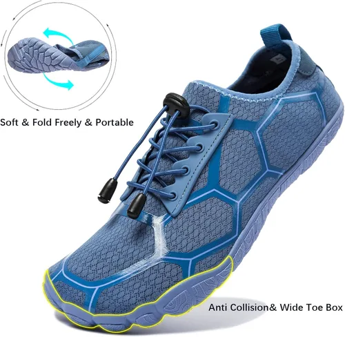 Vista 5 de YESMOLA Mens Water Shoes Beach Barefoot Shoes Wide Toe Five Finger Swim Aqua Shoes for Pool Fishing River Surfing