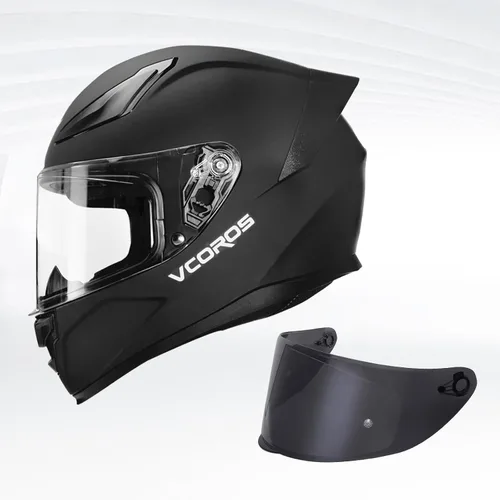 Vista 2 de Casco integral de motocicleta para adultos, aprobado por DOT, WS-609, casco de carreras de motocicleta de calle con visera negra (negro mate, S)