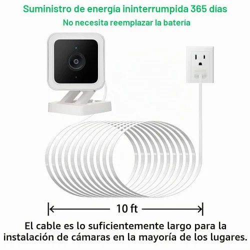 Vista 9 de JJMASEE Cargador de cable de extensión micro USB de 10 pies para Wyze/Blink Para Wyze Cam V3/V4/OG/V3 Pro, Blink Mini Pan/Mini y otros modelos micro