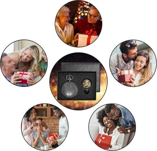 Vista 8 de Relojes de bolsillo vintage para hombres y niños, reloj de bolsillo con cadena, regalos de Navidad, regalos del día del padre, regalos del día