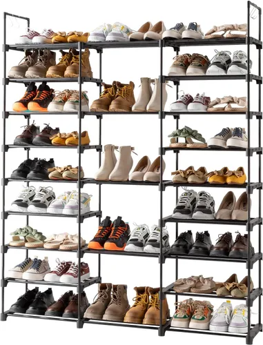 Vista 7 de Organizador de almacenamiento de zapatos de 9/10 niveles de alto, organizador de zapatos para entrada, capacidad para 50-80 pares de zapatos