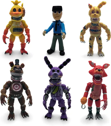 Vista 2 de Toysvill Inspired by Five Nights at Freddy Game Figuras de acción de colección de juguetes (FNAF) de juguete, juego de 6 piezas, altura de 6