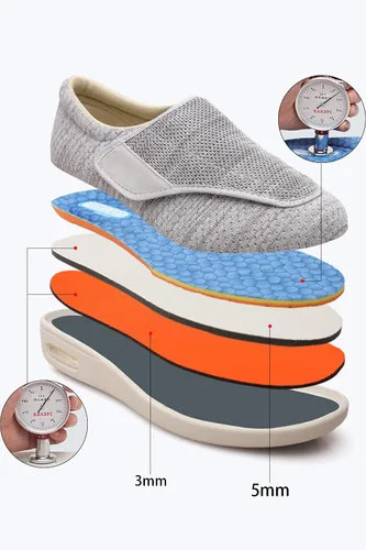 Vista 2 de Zapatos para diabéticos para mujer, zapatos casuales ajustables para caminar, zapatos anchos para ancianos, pies hinchados, antideslizantes, cojín