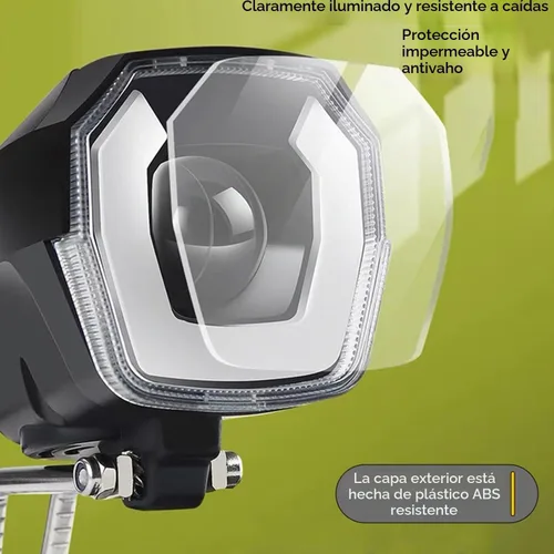 Vista 2 de Faro eléctrico para bicicleta de noche, conector macho de 3 pines, luz delantera LED, 24 V, 36 V, 48 V, 52 V, impermeable, ultra brillante, luz