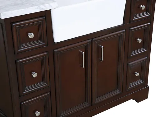 Vista 8 de Kitchen Bath Collection Zelda - Mueble de granja de 42 pulgadas (carrara/chocolate): incluye gabinete de chocolate con encimera de mármol italiano