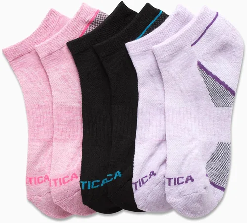 Vista 4 de Nautica Calcetines deportivos de corte bajo para mujer (paquete de 6)