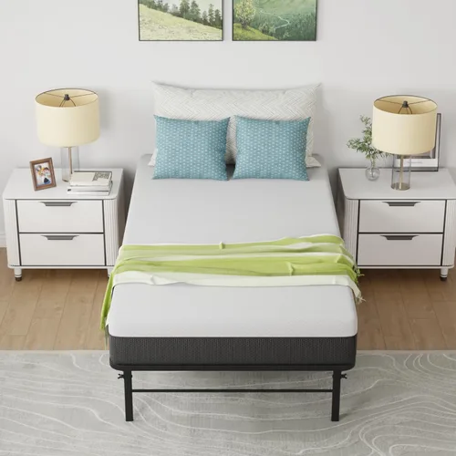 Vista 3 de PayLessHere Base de cama de metal plegable con plataforma de metal con soporte de hasta 1000 libras de listones de acero, soporte sin ruido, marco
