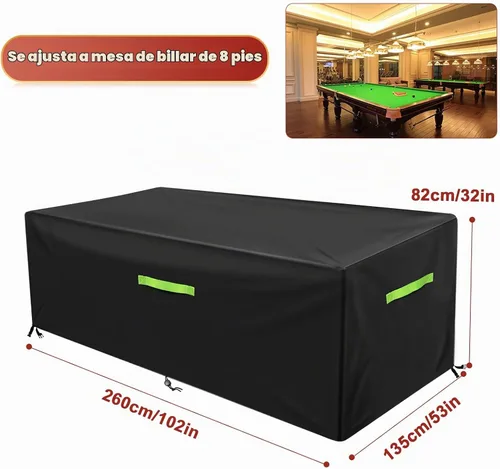 Vista 2 de GEMITTO Cubierta para Mesa de Billar de 7/8/9 Pies, Cubierta de Billar Impermeable de Tela de Poliéster para Mesa de Snooker Billar