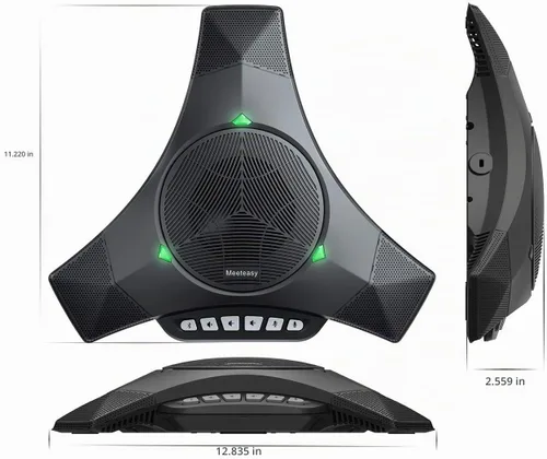 Vista 5 de MVOICE8010EX-B Micrófono de altavoz de conferencia, rango de captación de voz de 360° y 16 pies/reducción de ruido/cancelación de eco/altavoz