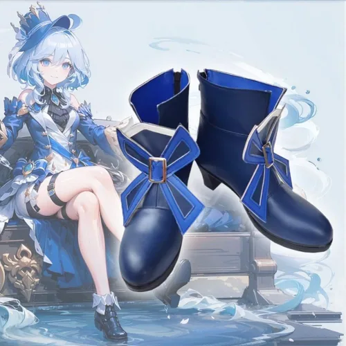 Vista 2 de Genshin Impact Furina - Zapatos de cosplay para Halloween, carnaval, fiesta, traje para mujeres y hombres, juego de rol