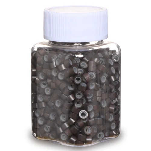 Vista 13 de Anillas de microenlace de 4 mm con forro de silicona, cuentas de oropel para extensiones de pelo, 300 unidades, color negro
