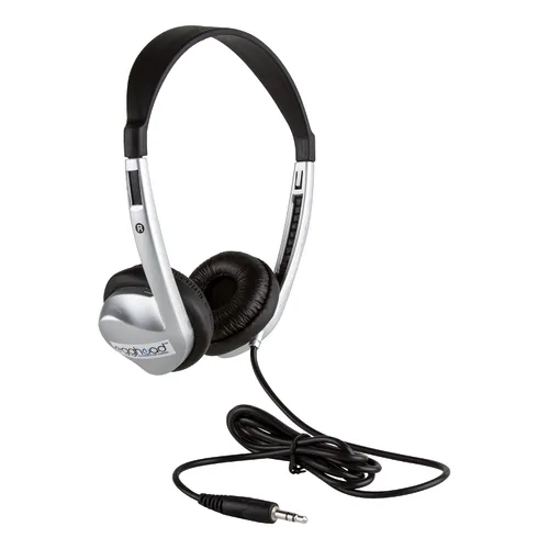 Vista 4 de Egghead Auriculares escolares estéreo con cojín de piel sintética (paquete de 20), negro/plateado