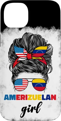Vista 15 de iPhone 16 Half American And Venezuelan USA Venezuela Flag Girl Funda para mujer