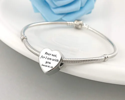 Vista 6 de MUERDOU Pulsera con dije de corazón en forma de versículo bíblico cristiano oración fe joyería religiosa regalos para mujeres