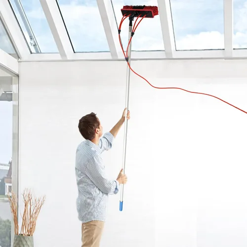 Vista 8 de Kit de poste de alimentación de agua, poste de limpieza de ventana ajustable de 26.2 ft de altura, cabezal de cepillo giratorio de 180°, cepillo