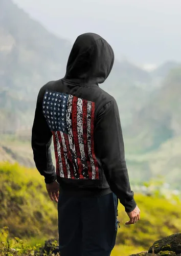 Vista 5 de Sudadera con capucha para hombre con bandera estadounidense de Estados Unidos
