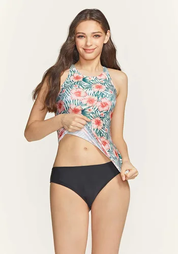 Vista 5 de TSLA - Conjunto de traje de baño de dos piezas para mujer con cuello alto y tankini