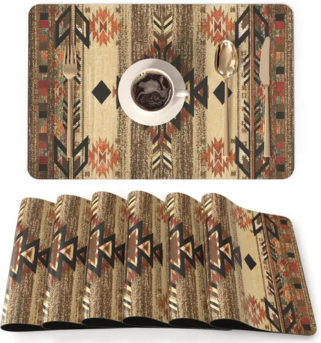 Vista 13 de QiyI - Juego de 4 manteles individuales de piel sintética de 12 x 18 pulgadas para cocina y comedor, resistentes al calor, antideslizantes