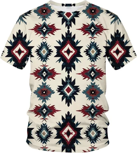 Vista 8 de Camiseta de manga corta con cuello redondo y diseño azteca divertido