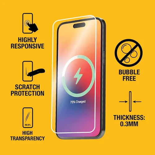 Vista 2 de DEWALT Protector de pantalla de vidrio resistente para iPhone 12 Pro Max, paquete de 2 protectores de pantalla de vidrio templado, compatible