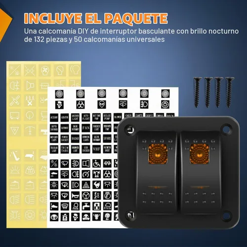 Vista 5 de Nilight Panel de Interruptores Basculantes de 2 Posiciones con Luz LED Naranja, 5 Pines On/Off, Interruptores Basculantes de Aluminio Precableados