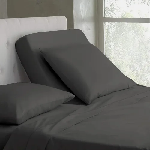 Vista 17 de Juego de sábanas de algodón de 600 hilos tamaño Queen dividido para base de cama ajustable, juego de sábanas de 4 piezas con bolsillo profundo