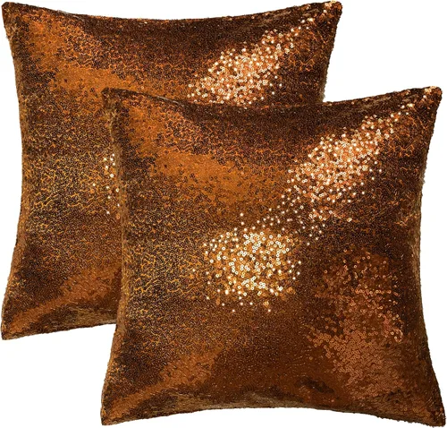 Vista 14 de iMaylex Juego de 2 fundas de almohada decorativas cuadradas brillantes con lentejuelas para Pascua, fiesta lumbar, otoño, boda, Navidad, Año Nuevo