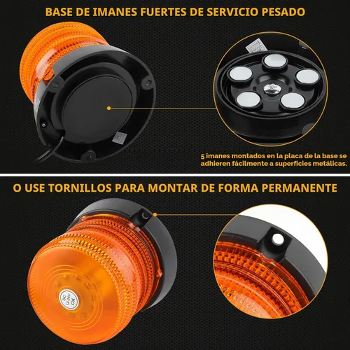 Vista 5 de ASPL Luces de Baliza Intermitente de Advertencia LED, 60 Luces LED Ámbar Intermitentes de Seguridad Estroboscópicas con Magnético y Cable Recto