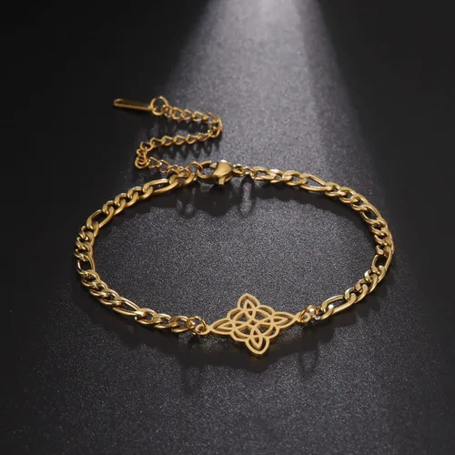 Vista 9 de Pulsera de nudo de bruja, nudo celta, símbolo de Wicca pagana, nudo mágico, pulsera de joyería de brujería, pulsera de acero inoxidable ajustable