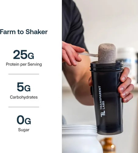 Vista 4 de Transparent Labs Aislado de Proteína de Vacuno Alimentado con Hierba en Polvo – Proteína con Sabor Natural, Libre de Lácteos con 25 g de Proteína