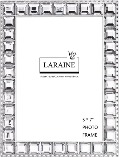 Vista 8 de LARAINE Marco de Fotos 4x6 con Diamantes de Imitación de Metal y Cristal de Alta Definición para Mostrar Fotografías en Mesa, Decorativo para el Azul