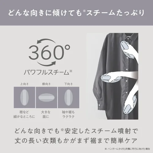 Vista 6 de Panasonic NI-FS690 - Vaporizador de ropa, potente vapor de 360° 100V solo importación de Japón modelo 2023 (negro) (crema)
