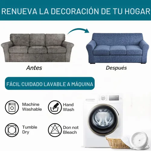 Vista 5 de KRFOONN Funda de sofá de 4 piezas con estampado para sofás de 3 cojines, funda elástica con 3 fundas de cojín separadas, protector de muebles