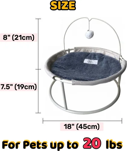 Vista 3 de Hamaca para gatos de fácil montaje, perca elevada para gatos, cama desmontable para perros pequeños con alfombrilla extraíble lavable para mascotas