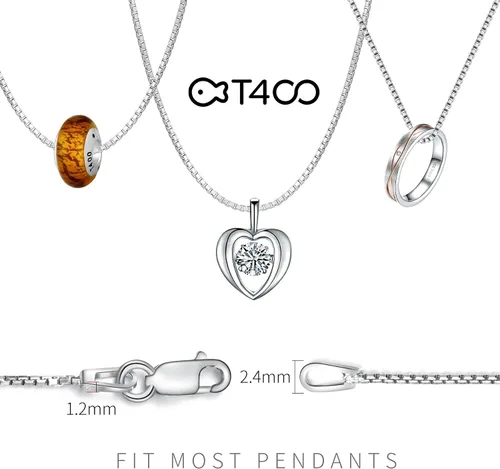 Vista 3 de T400 Collar de cadena de plata de ley 925 de 0.059 pulgadas chapado en oro de 0.059 pulgadas (0.039 in), cadenas de caja italiana para mujeres