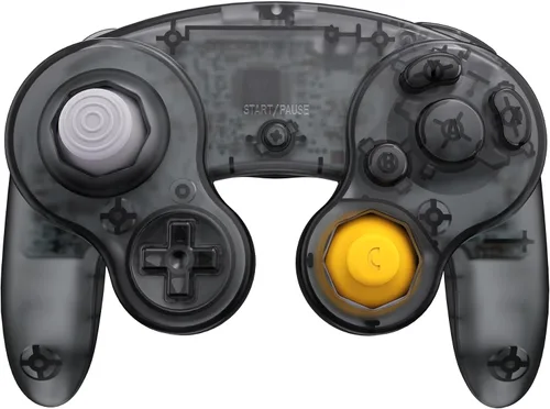 Vista 5 de eXtremeRate Placa trasera negra transparente para controlador Nintendo GameCube, cubierta de carcasa de repuesto personalizada con botones