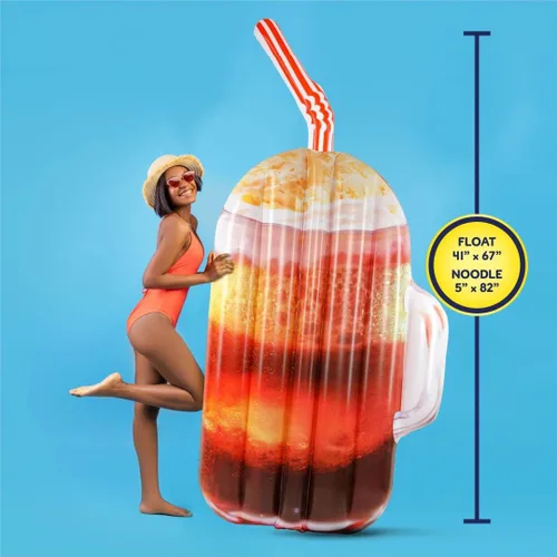 Vista 2 de Flotador de cerveza de raíz y fideos – Tubo flotante de piscina, balsas inflables para niños y adultos – Flotador inflable grande para natación