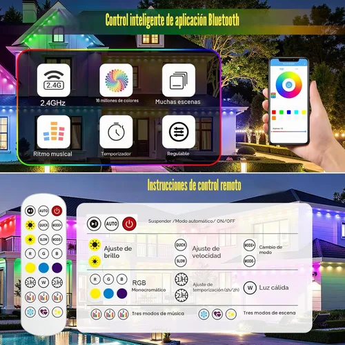 Vista 2 de Luces al aire libre permanentes 50ft RGB+IC alero luces para casa