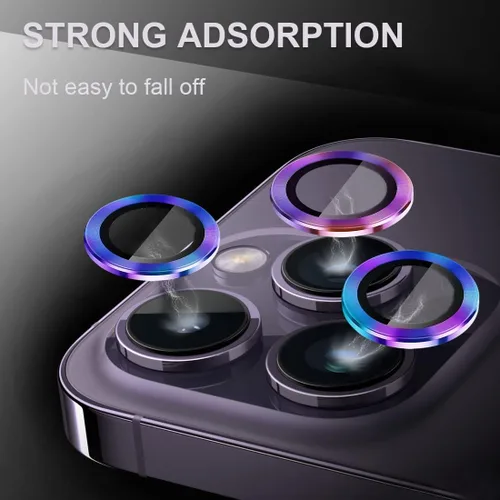 Vista 7 de 3+1 Compatible con iPhone 14 Pro y iPhone 14 Pro Max, protector de lente de cámara de vidrio templado 9H, anillo individual de metal, cobertura