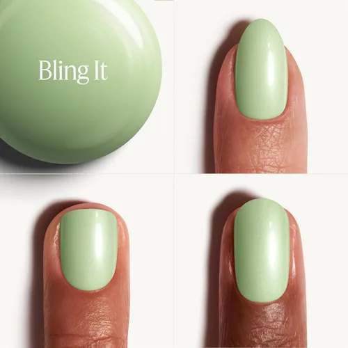 Vista 2 de Essie Gel Couture, Esmalte de uñas de larga duración, Vegano, Be Dazzled, Verde, Bling It, 0.46 fl oz