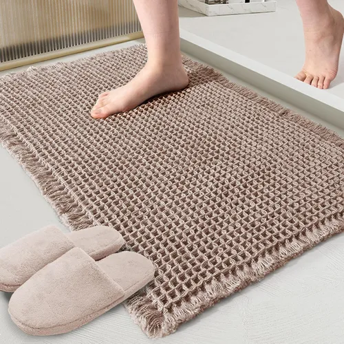 Vista 20 de ZALL - Tapete de baño de punto gofre beige, súper absorbente, antideslizante, largo, color crema, 24 x 72 pulgadas, lavable a máquina, ultra suave