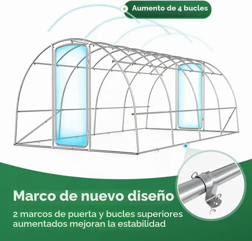 Vista 5 de Quictent - Invernadero túnel para exteriores con 2 puertas con bisagras de Verde
