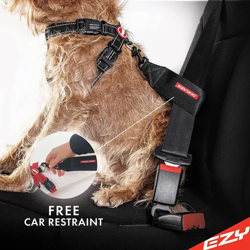 Vista 7 de Arnés ajustable para perro, de Ezydog, L, Negro Car Restraint Included, Comfort EVA Padding, Adjustable for All Breeds, Quick Release Buckles