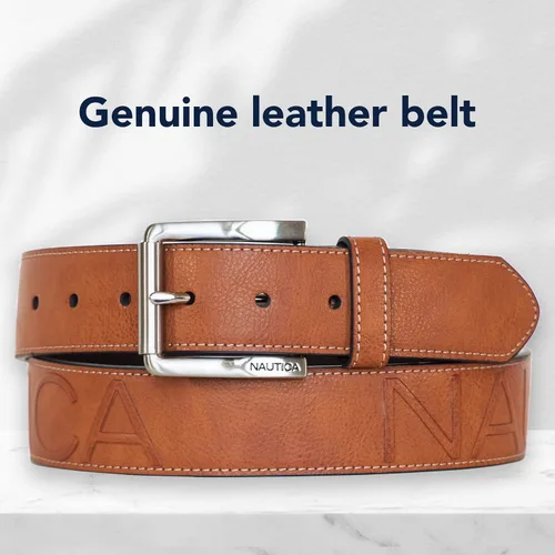 Vista 3 de Nautica Cinturón de mezclilla con logotipo en relieve para hombre