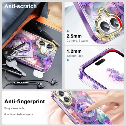 Vista 5 de Funda para iPhone 16 con protector de pantalla-Lotus A25