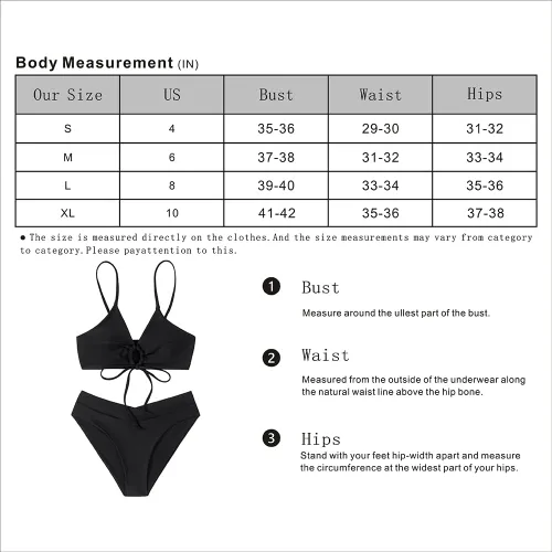 Vista 6 de Seafung Conjunto de bikini sexy con nudo para mujer, traje de baño de corte alto de 2 piezas