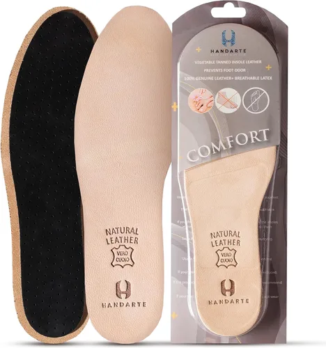 Vista 7 de HANDARTE Plantillas de zapatos sin calcetines de cuero Plantillas finas para zapatos de vestir para mujeres 100% Piel de cabra natural - Libre