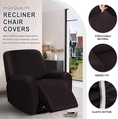Vista 3 de ANARACHON Fundas para sillas reclinables con aspecto de cuero, funda elástica de 4 piezas, funda suave para silla reclinable, protector de muebles