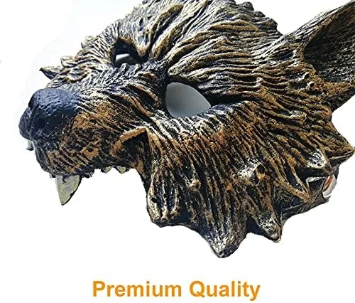 Vista 4 de Alodidae Máscara de lobo, máscaras de cabeza de animal para adulto, máscara de hombre lobo aterradora para festival, cosplay, disfraz de Halloween
