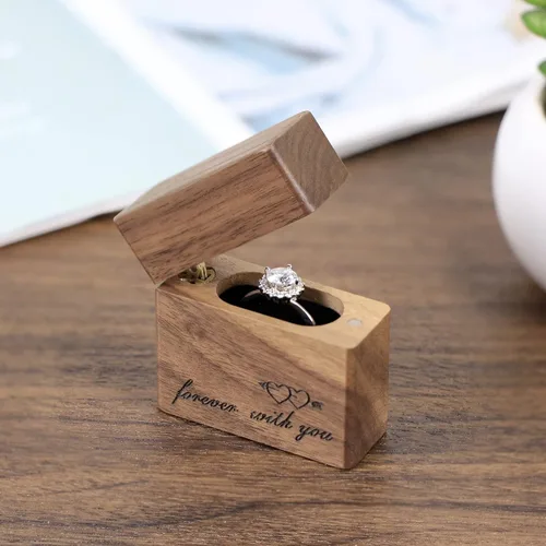 Vista 3 de Cajas de anillos de compromiso para propuesta de anillo de compromiso para propuesta de anillo de compromiso, caja de portador de anillos "Forever
